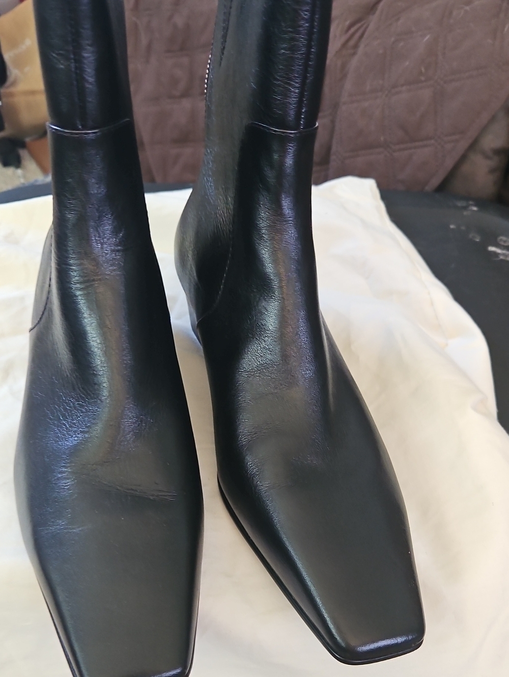 Madewell Black Leather Ankle Boots with Silver Zipper Accent - Picture 3 of 6